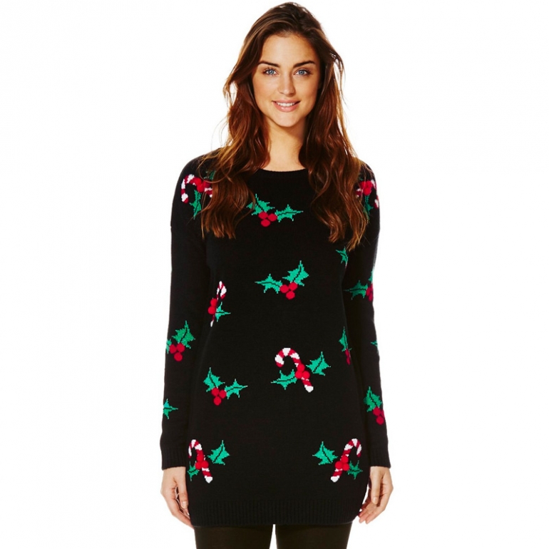 F&F Holly Christmas Jumper Wool Free